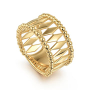 Gabriel & Co. 14K Yellow Gold Bujukan Classic Wide Band Ladies Ring