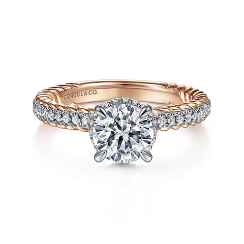 Gabriel & Co Vetta - 14K White-Rose Gold Round Diamond Engagement Ring