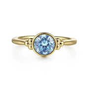 Gabriel & Co 14k Yellow Gold Blue Topaz Bujukan Ring