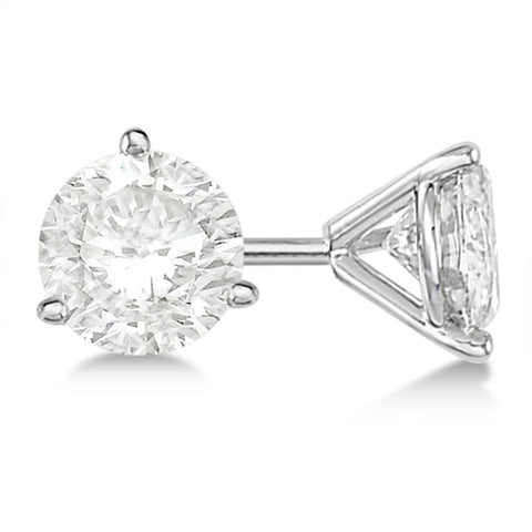 14k White Gold 3 Prong "Martini" Setting Studs - 4.14cttw