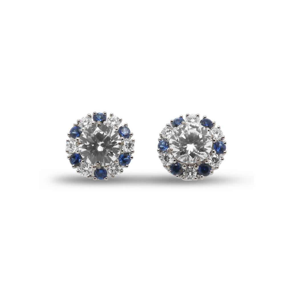 Spark Creations Alternating Blue Sapphire and Diamond Earring Jackets