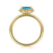 Gabriel & Co. 14K Yellow Gold Blue Topaz Bujukan Ring