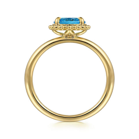 Gabriel & Co. 14K Yellow Gold Blue Topaz Bujukan Ring