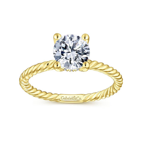 Gabriel & Co Bobbi - 14K Yellow Gold Round Diamond Engagement Ring