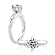 14k White Gold 6 Prong Solitaire Engagement Ring Mounting