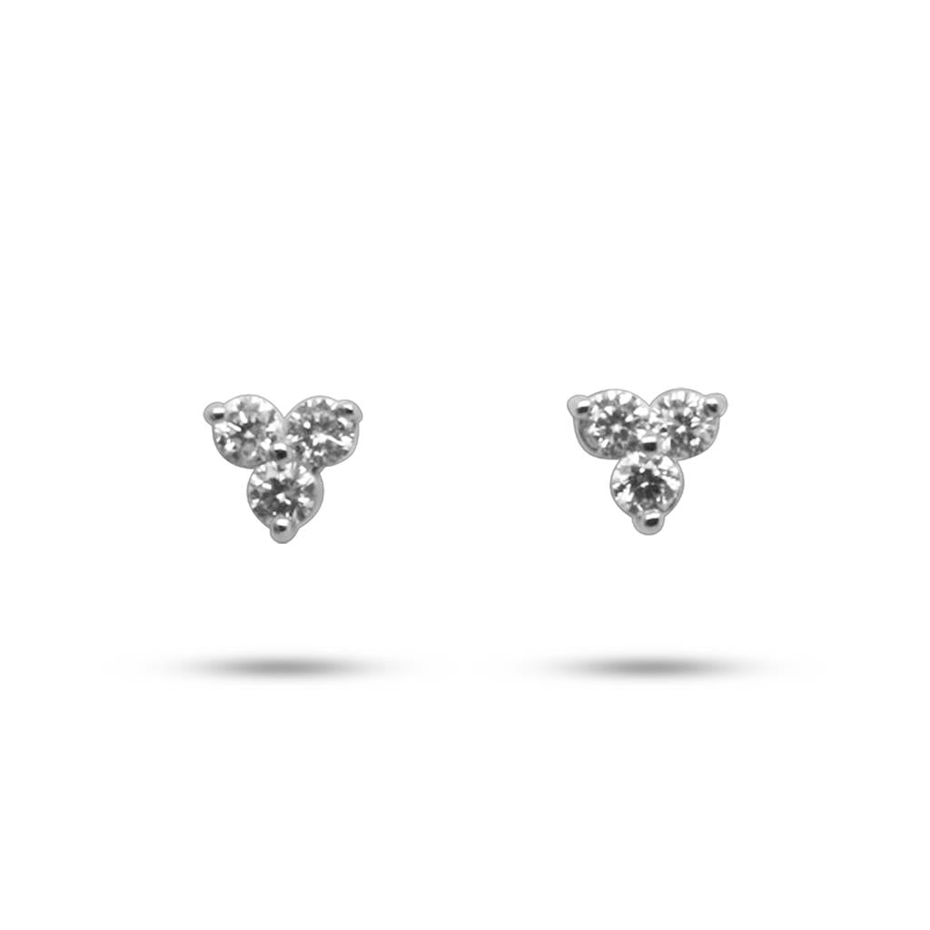 14k White Gold 3 Diamond Studs - .35cttw