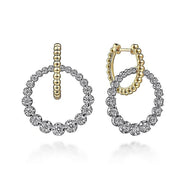 Gabriel & Co 14k White-Yellow Gold Bujukan Diamond Circle Earrings - 1.07cttw