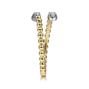 Gabriel & Co. 14k Yellow Gold Bujukan Bead and Diamond Bypass Ring