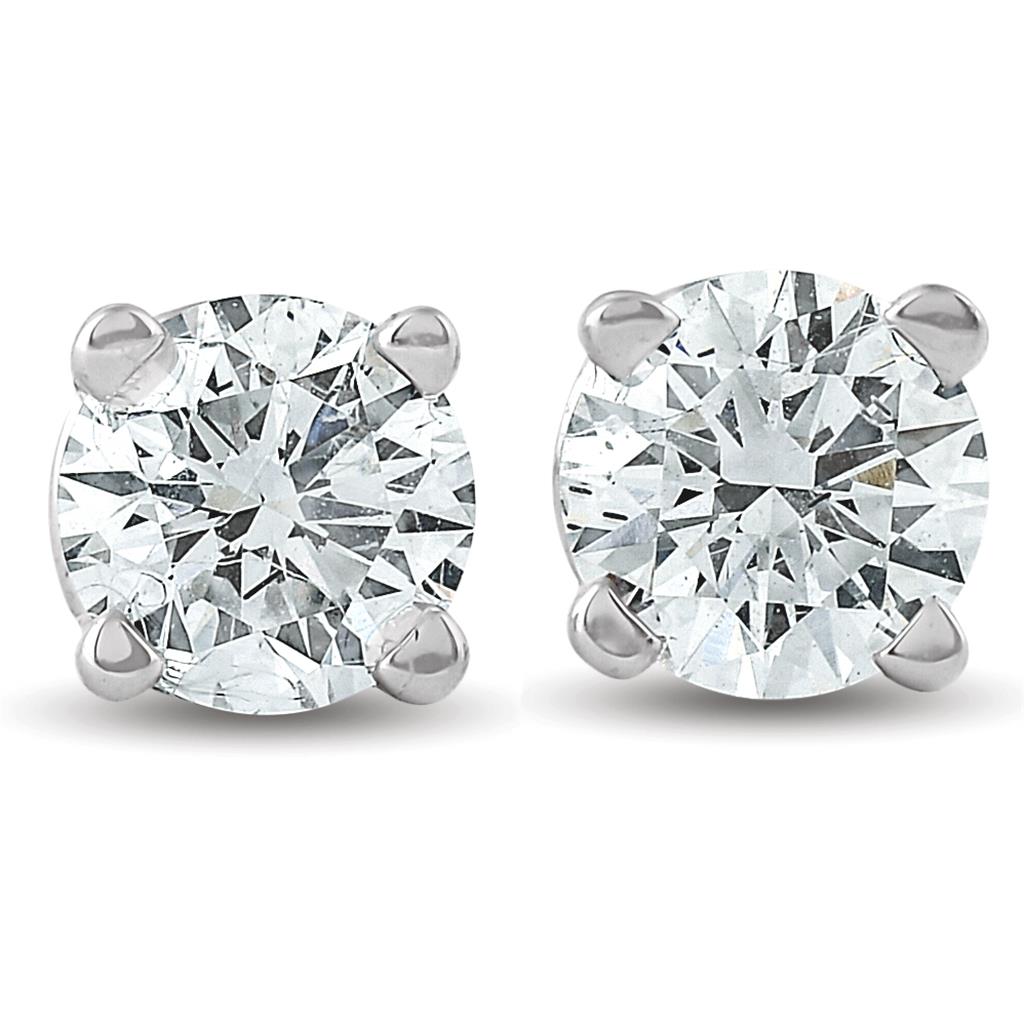 14kwg 4 Prong Diamond Stud Earrings