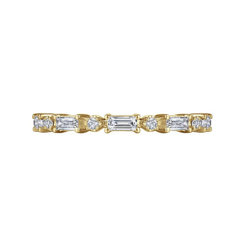 Gabriel & Co. 14K Yellow Gold Alternating Round and Baguette Diamond Band - .46cttw