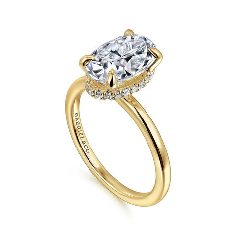 Gabriel & Co. Rainah - 14K Yellow Gold Hidden Halo Oval Diamond Engagement Setting