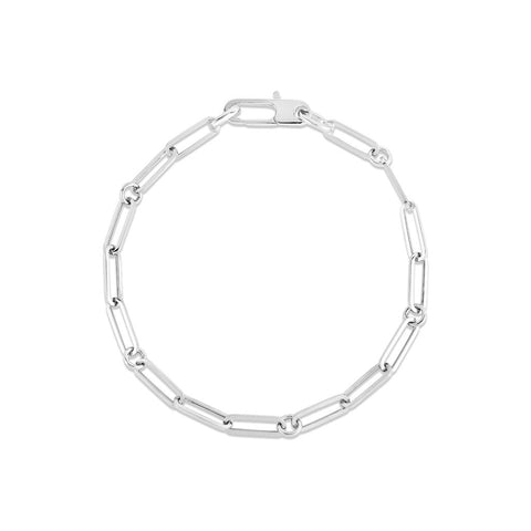 Roberto Coin 18K White Gold Paperclip & Round Link Bracelet